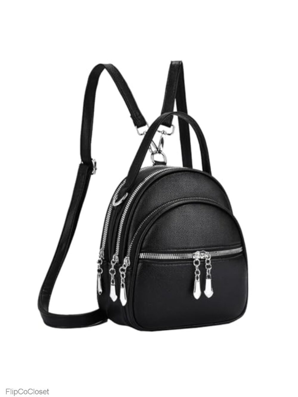 Convertible PU Leather Small Backpack Purse Crossbody Handbag with Detachable